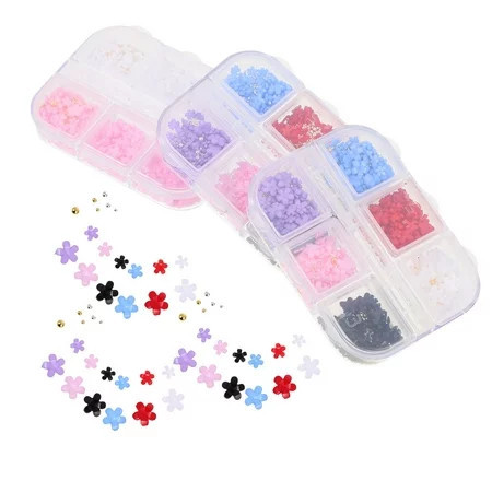 3 Boxes Flower Nail Art Charms DIY Nail Art Studs Crafts Nail Art Decoration | Walmart (US)