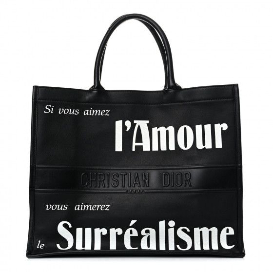 CHRISTIAN DIOR Calfskin Large Surrealism Book Tote Black | Fashionphile