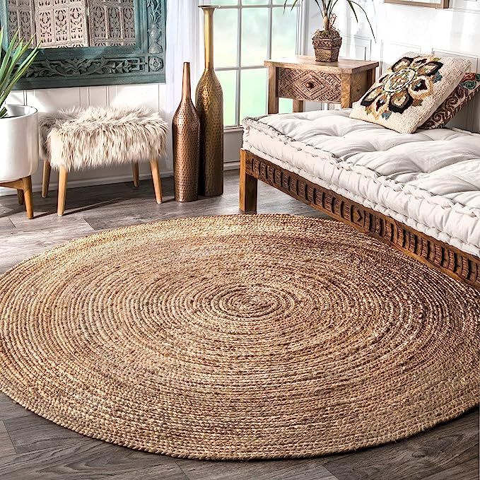 nuLOOM TAJT03 Handwoven Rigo Jute Rug, 6' Round, Natural | Amazon (US)