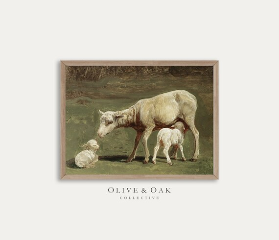 Spring Lamb Painting / Sheep Painting PRINTABLE / Farmhouse | Etsy | Etsy (US)