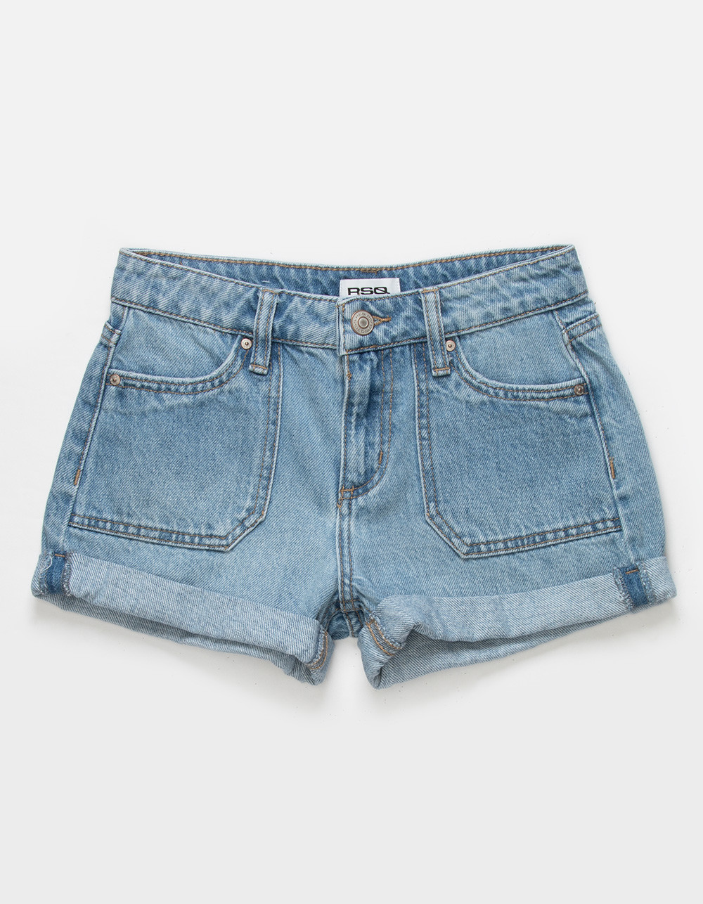 RSQ Girls Pork Chop Roll Cuff Denim Shorts | Tillys