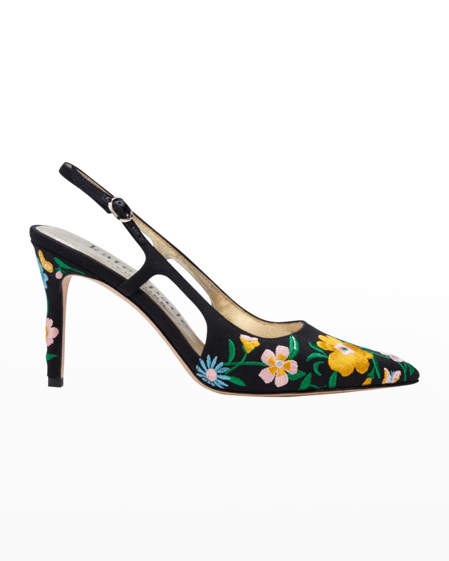 kate spade new york valerie floral embroidered slingback pumps | Neiman Marcus