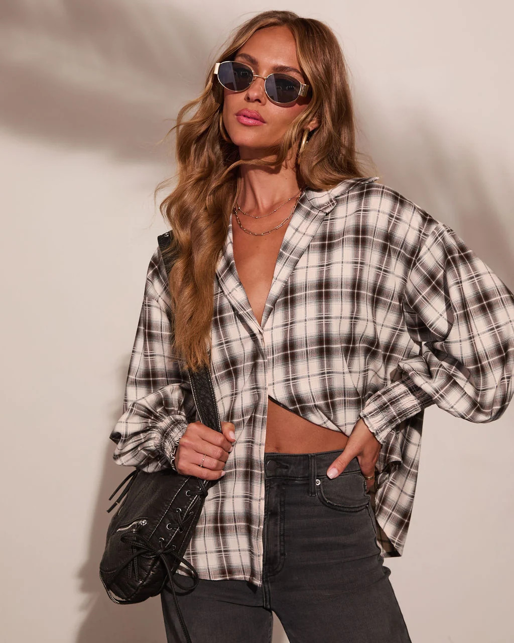 Chic Chapter Plaid Button Down Top | VICI