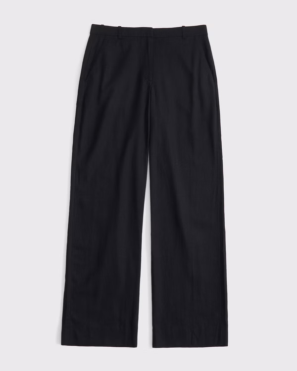 A&F Sloane Low Rise Tailored Linen-Blend Wide Leg Pant | Abercrombie & Fitch (US)