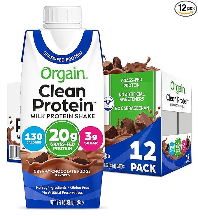 Orgain Grass Fed Clean Protein Shake, Creamy Chocolate Fudge - 20g of Protein, Meal Replacement, ... | Amazon (US)