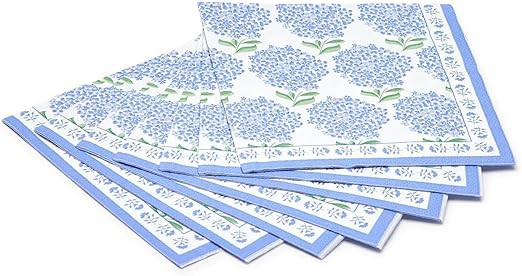 Two's Company Hydrangea 3-Ply Paper Napkins - Elegant Floral Design Cocktail Napkin Set, 20 Pack ... | Amazon (US)