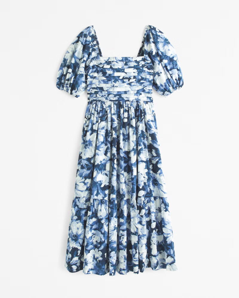 Abercrombie & Fitch Women's The A&F Emerson Midi Dress in Blue Floral - Size S | Abercrombie & Fitch (US)