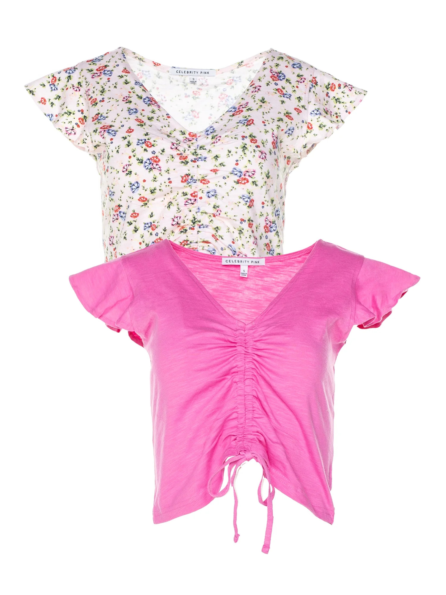 Celebrity Pink Women's Juniors Ruched Front Top 2-Pack | Walmart (US)