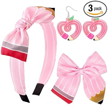 ywevyezc 3Pcs Back to School Outfits Headbands,Hair Bows Accessories for Girls,Pencil Bows Clips ... | Amazon (US)