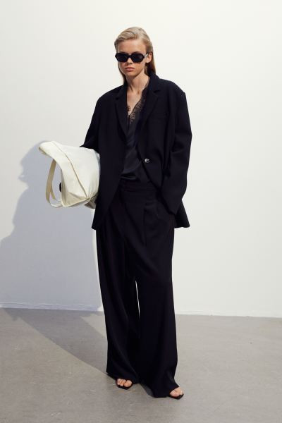 Wide trousers - Black - Ladies | H&M GB | H&M (UK, MY, IN, SG, PH, TW, HK)