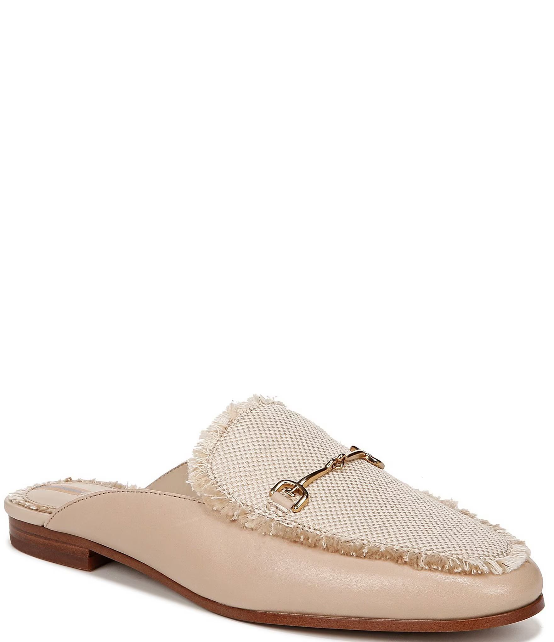 Linnie Fray Leather and Fabric Bit Buckle Loafer Mules | Dillard's