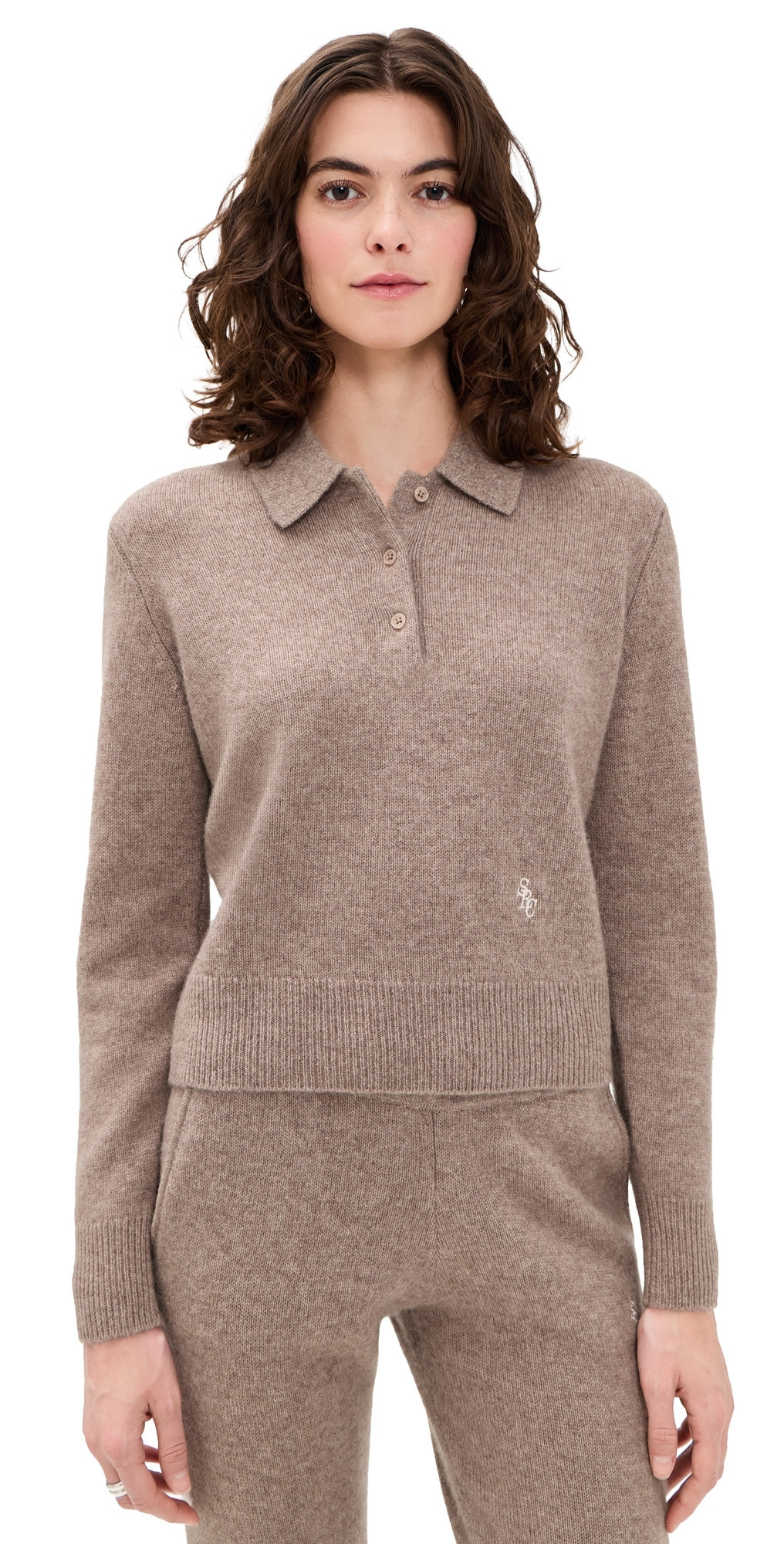 Sporty & Rich SRC Cashmere Polo Tapioca XS | Shopbop
