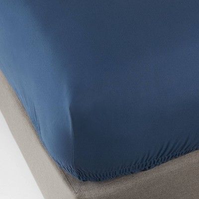 King 300 Thread Count Ultra Soft Fitted Sheet Dark Blue - Threshold™ | Target