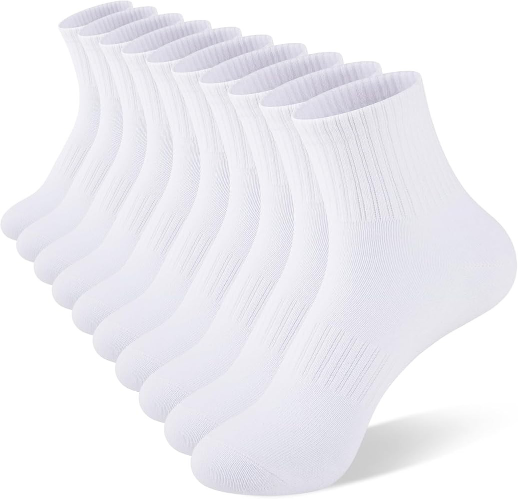 eallco Womens Ankle Socks Thin Cotton Crew Socks Athletic Quarter Above Ankle Gym Mini Crew 5 Pai... | Amazon (US)