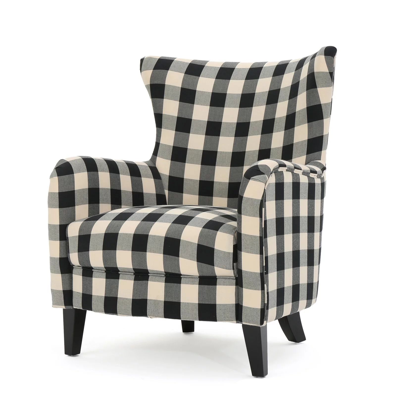 Adair Black and White Plaid Fabric Club Chair | Walmart (US)
