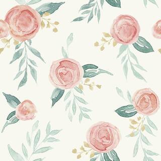 Magnolia Home by Joanna Gaines Watercolor Roses Spray and Stick Wallpaper MK1126 - The Home Depot | The Home Depot