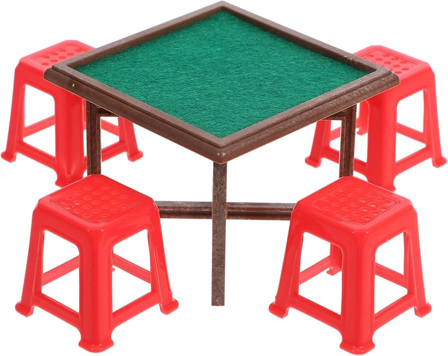 TOYANDONA 1Set Miniature Dollhouse Mahjong Table Chair Set Abs Furniture Accessories for Dollhous... | Amazon (US)
