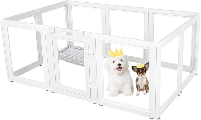Clear Acrylic Plastic Dog Playpen - Clear Dog Play Pen - Easy Assemble Acrylic Dog Playpen - Pupp... | Amazon (US)