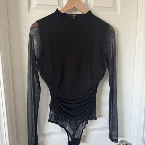 Lulus Black Sheer Sleeve Bodysuit Top | Poshmark