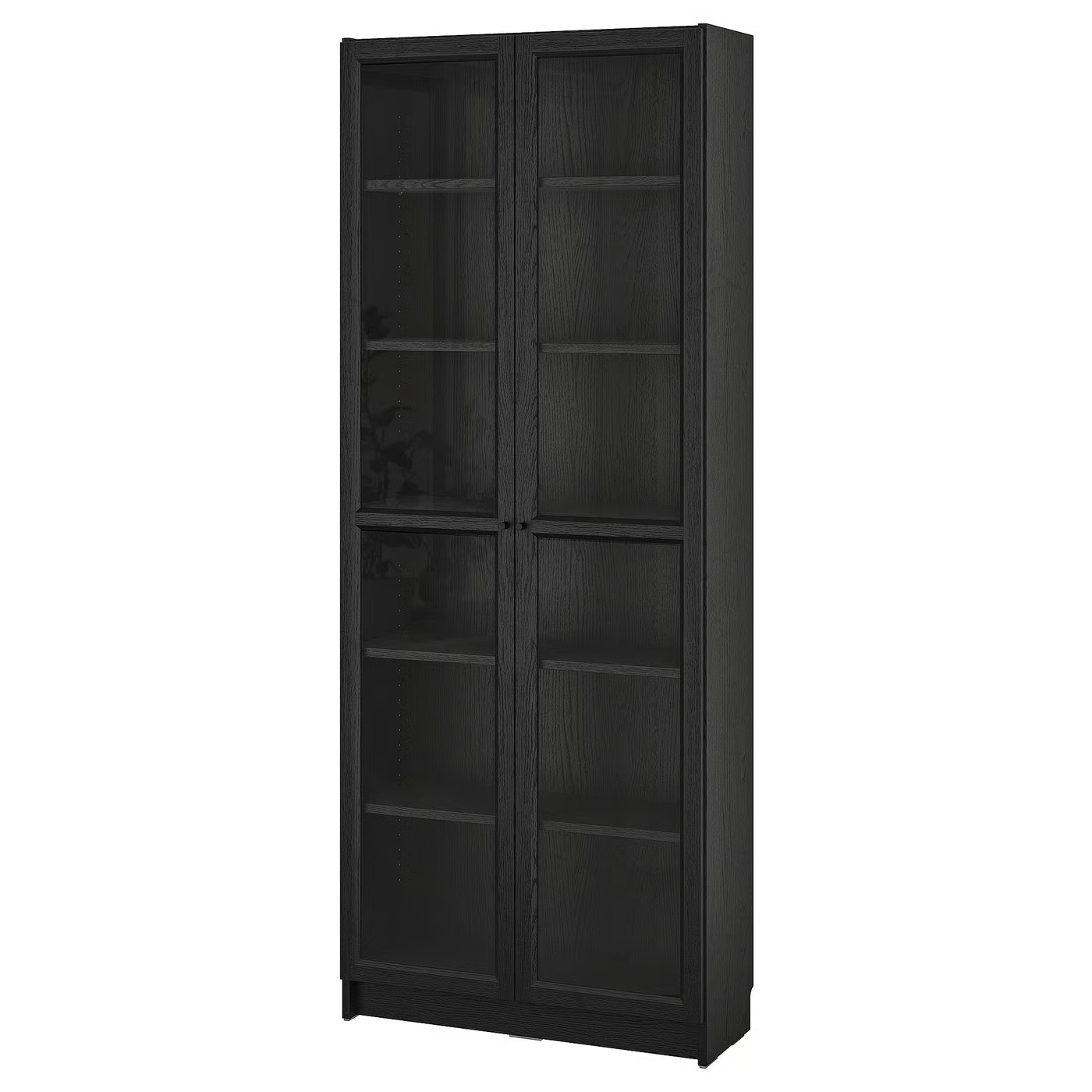 BILLY / OXBERG Bookcase w glass doors, black oak effect, 31 1/2x11 3/4x79 1/2 " | IKEA US