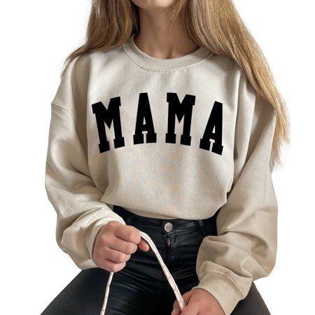 Verita Culture Mama Condensed Letter Printed Womens Long Sleeve Sweatshirt | Walmart (US)