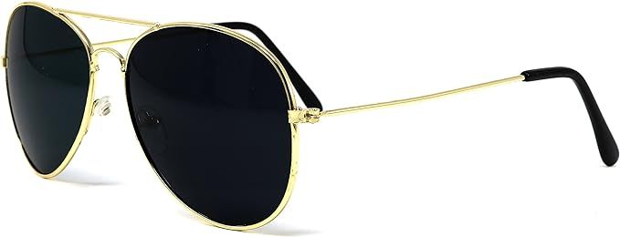 Gold Dark Aviator Sunglasses Shades – 70’s Style Adult Aviators Costume Glasses - 1 Pair | Amazon (US)