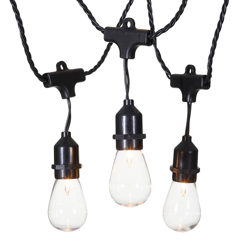 30-Count UL D40 Edison Bulb String Light Set, Black Wire | At Home