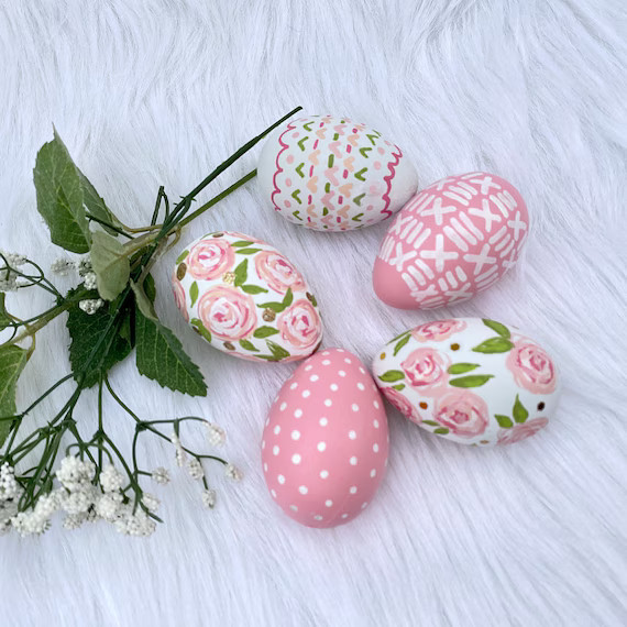 Hand Painted Easter Eggs Set Spring Decor Decorated Faux | Etsy | Etsy (US)