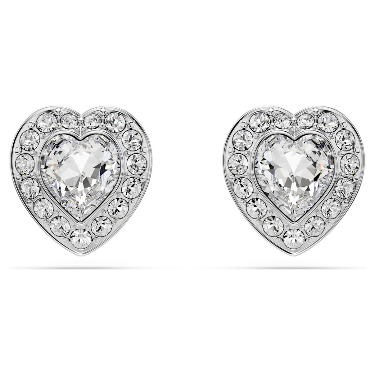 Ariana Grande x Swarovski stud earrings, Mixed cuts, Heart, White, Rhodium plated | SWAROVSKI