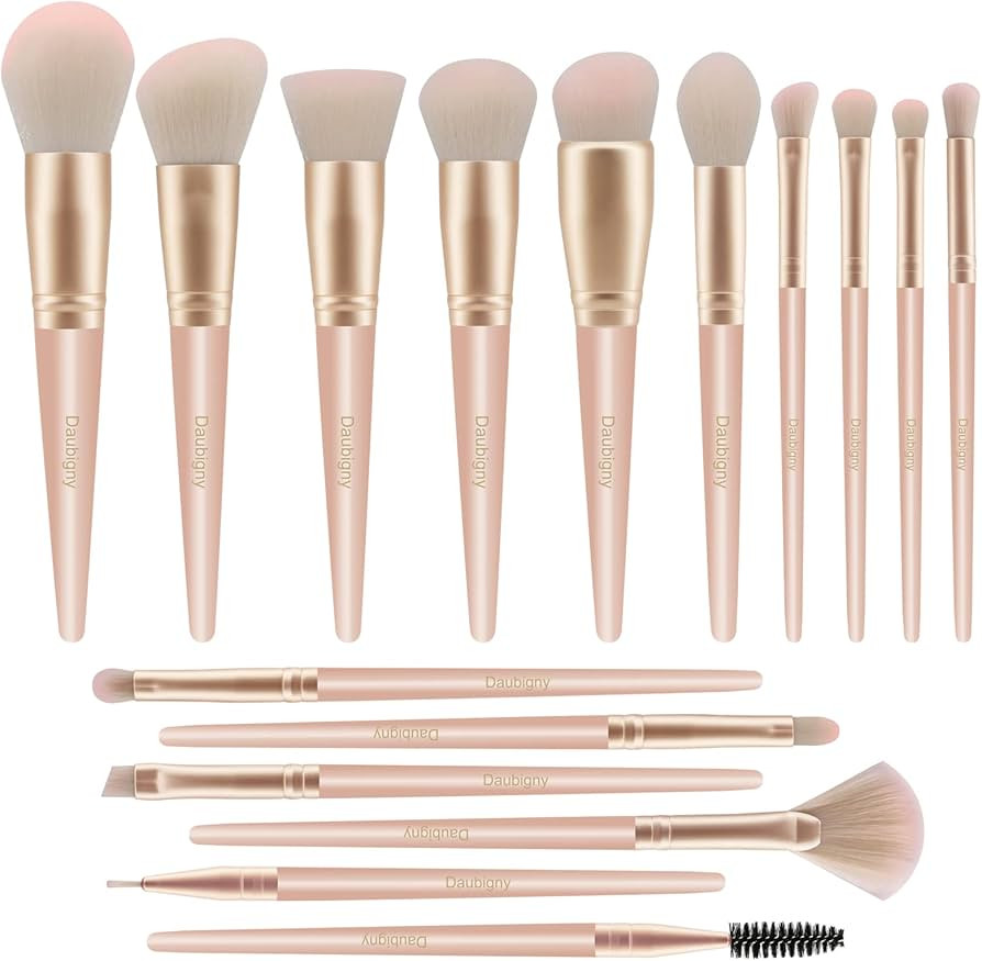 Makeup Brushes,Daubigny 16Pcs Silver Premium Synthetic Makeup Brush Set with Professional Foundat... | Amazon (US)
