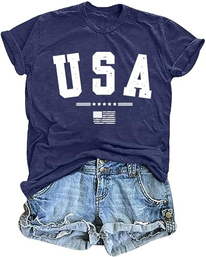 FCGHSII American Flag Shirts for Women: USA Flag Graphic Tee 4th July T Shirt Blouse Tops | Amazon (US)
