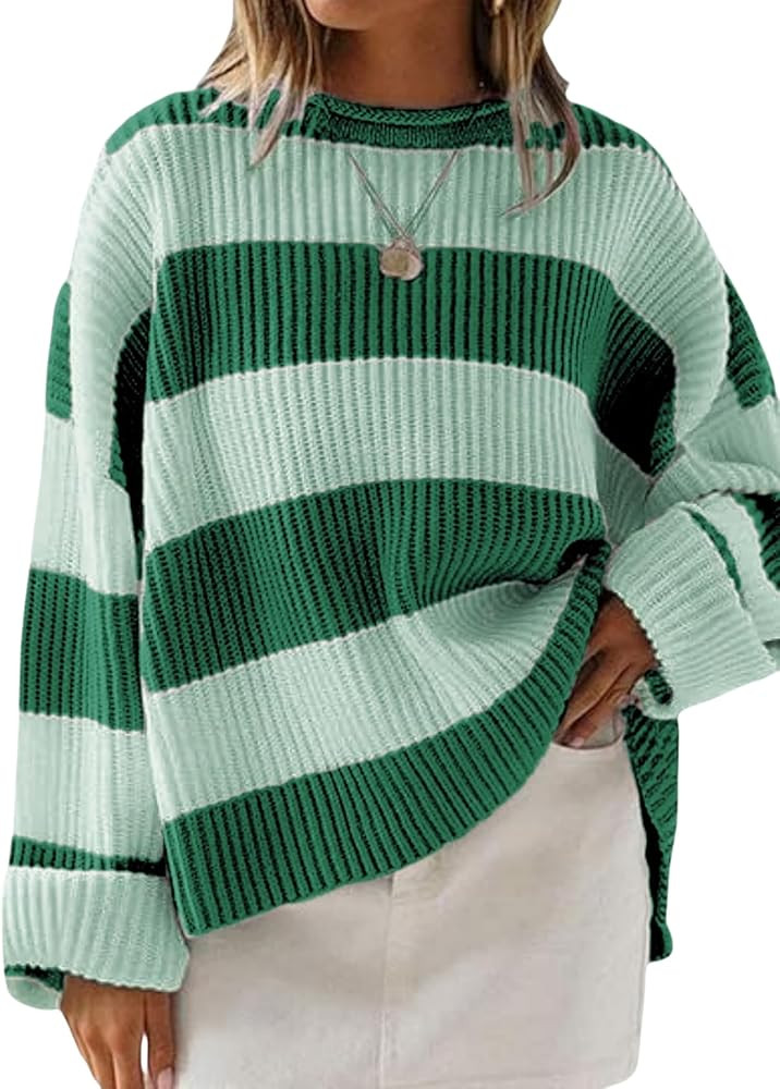 Simier Fariry Women Fall Oversized Pullover Sweater Drop Shoulder Long Sleeve Comfy Knitwear Retr... | Amazon (US)