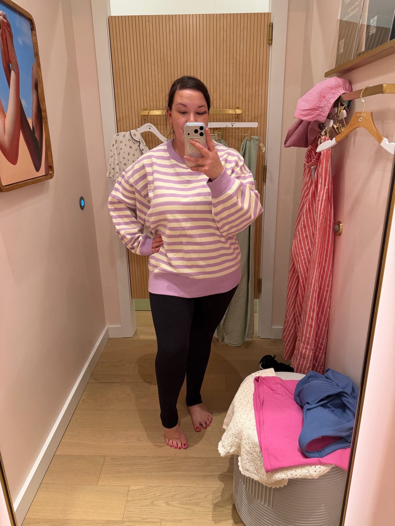 Comfy Purple white stripe sweatshirt from @Aerie