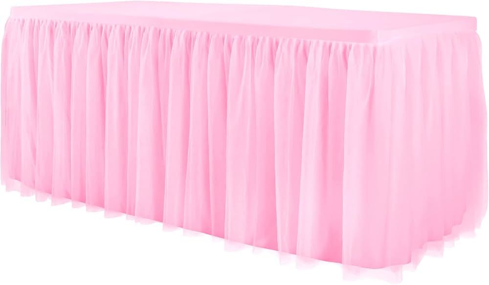 Netbros Tulle Table Skirt, Table Cloth for 4 Foot Rectangle Tables, Tight Fit Washable and Wrinkle R | Amazon (US)