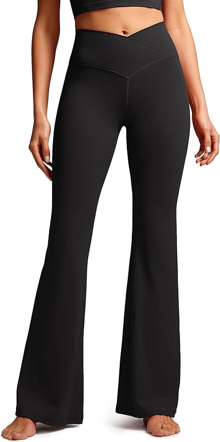 CRZ YOGA Butterluxe Crossover Flare Leggings for Women 31" - High Waist V Cross Bootcut Bell Bott... | Amazon (US)