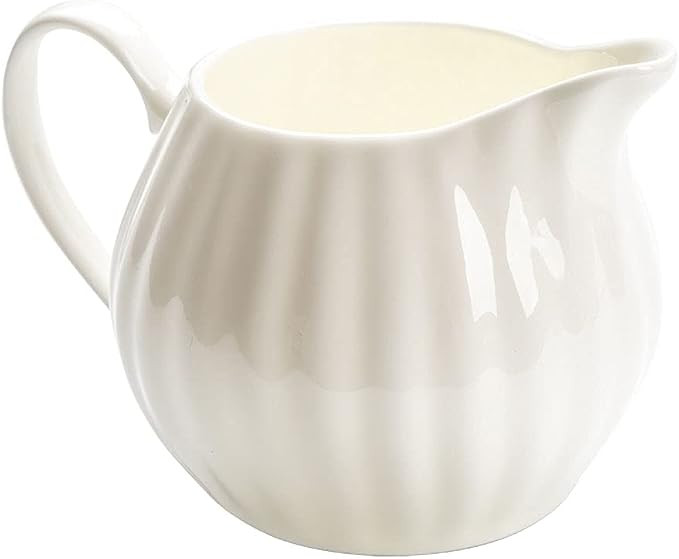Pure White Ceramic Creamer Pumpkin Shaped Coffee Milk Creamer Pitcher | Amazon (US)