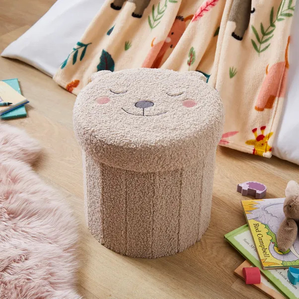 Bear Boucle Ottoman | Dunelm