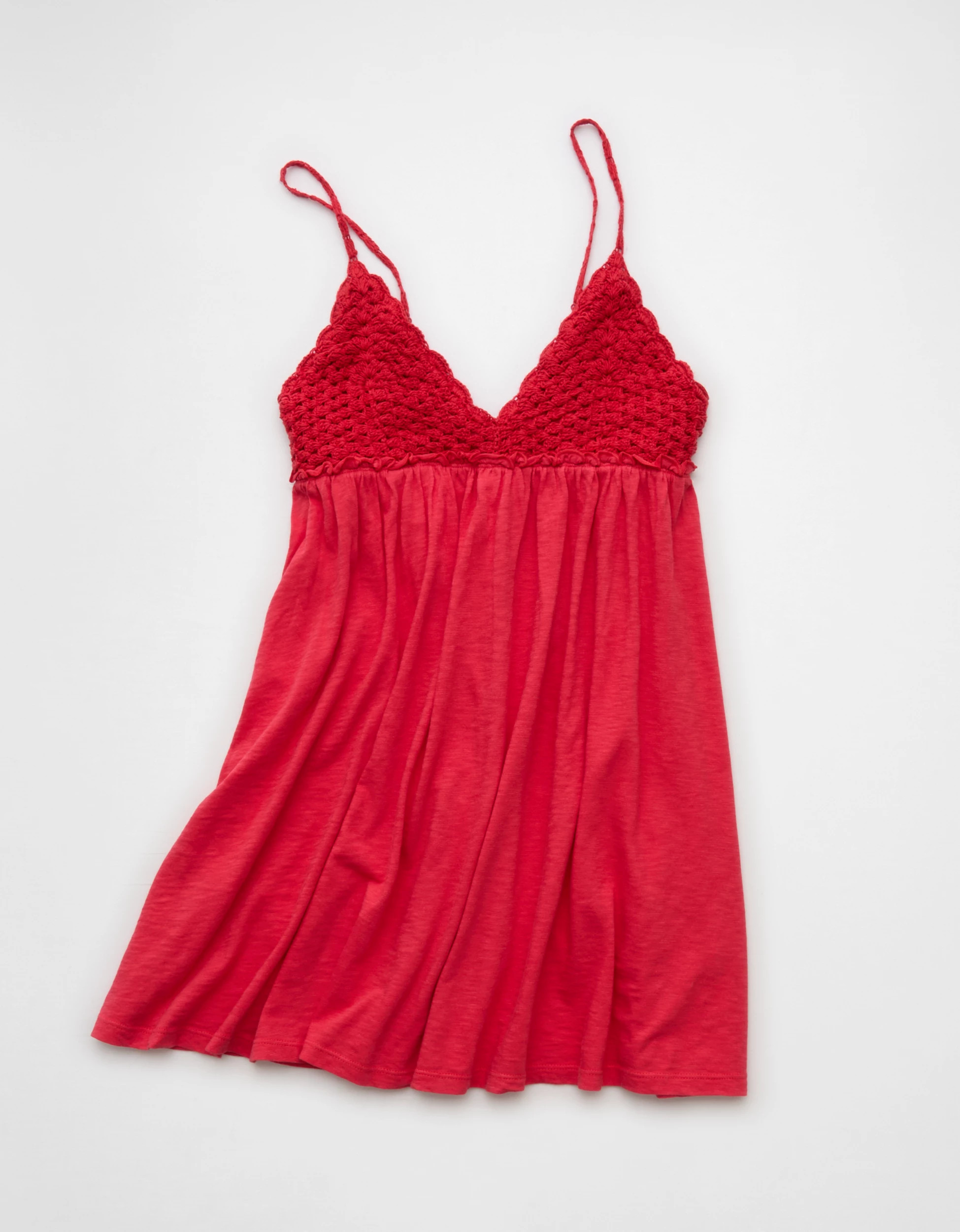 AE Sunchaser Babydoll Crochet Mini Dress | American Eagle Outfitters (US & CA)