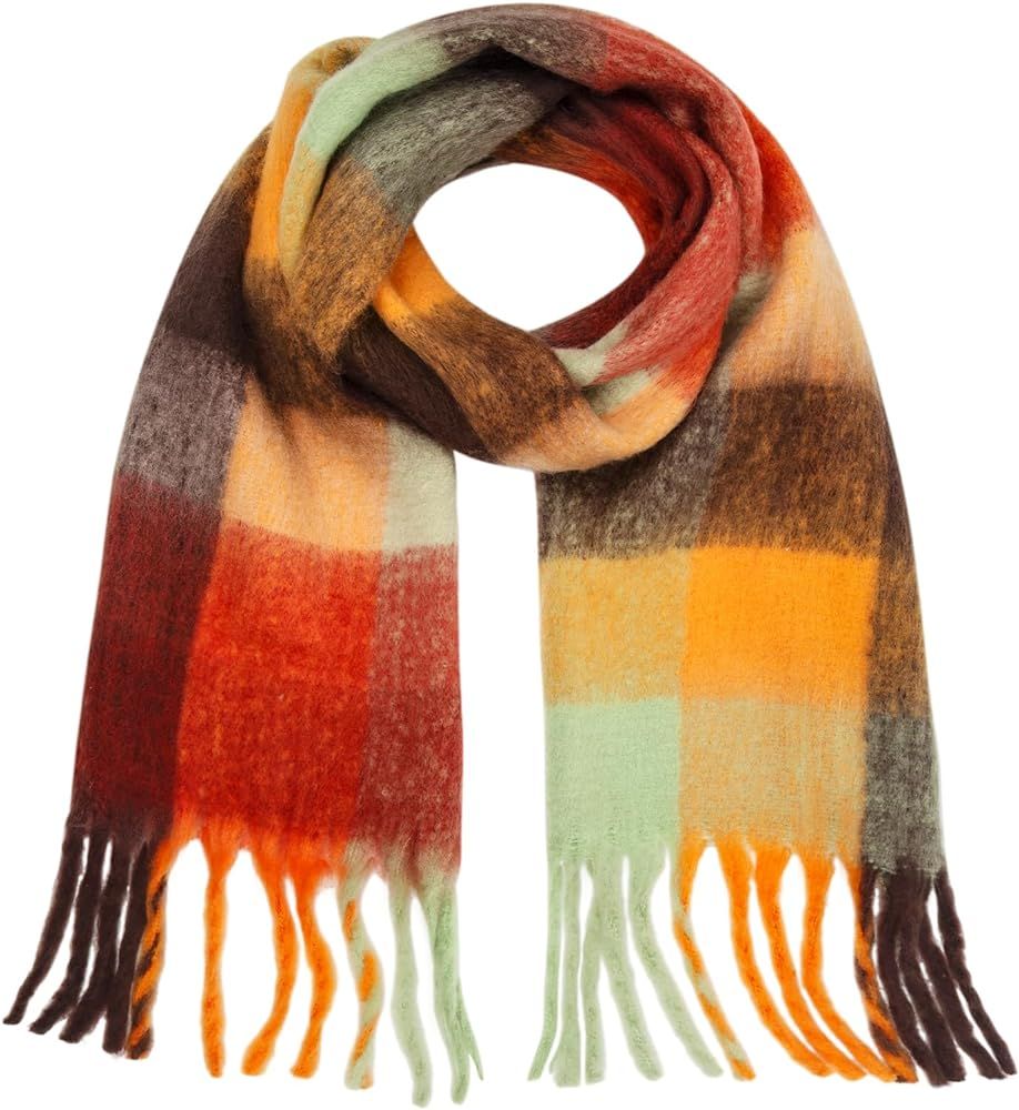 BLATIAL Womens Scarf Winter Big Colorful Checked Thick Warm Soft Scarves Casual Tassel Blanket Sc... | Amazon (US)