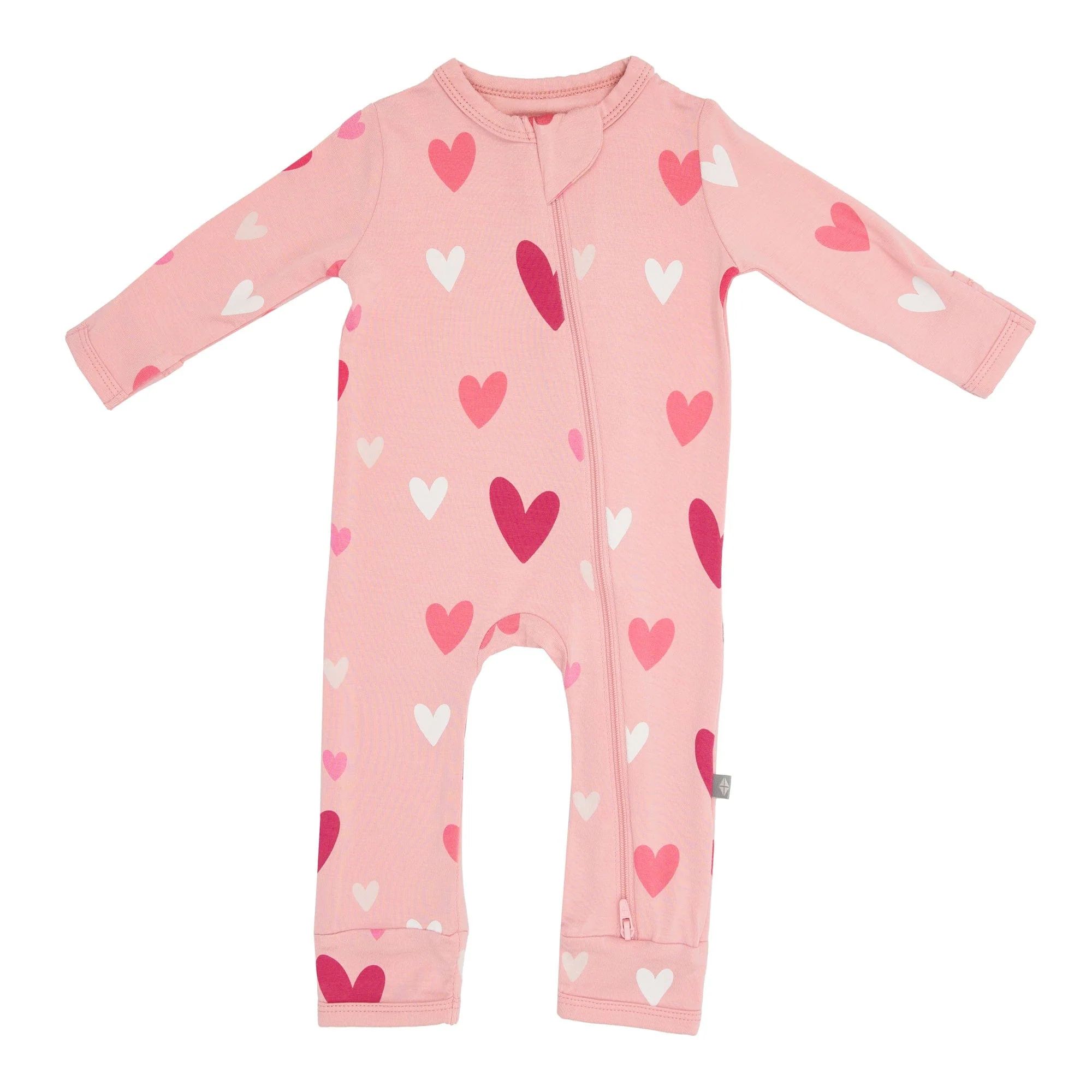 Zippered Romper in Crepe Hearts | Kyte BABY