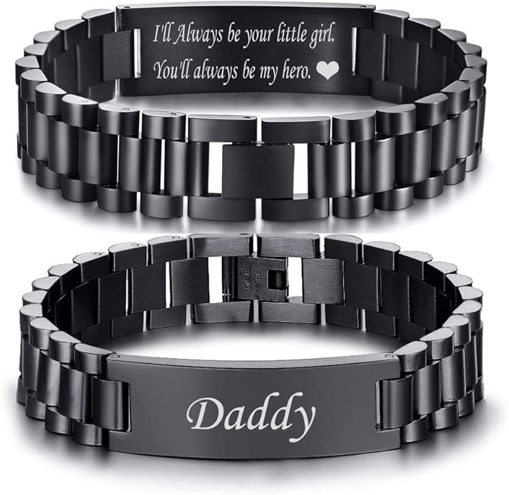 VNOX Fathers Day Gifts - Masculine Watch Band Stainless Steel Link Bracelet Personalized Jewelry ... | Amazon (US)