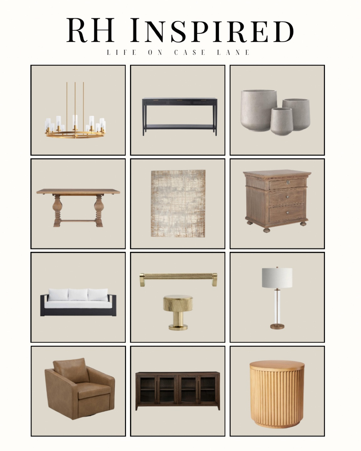 RH inspired looks for a more affordable price. 

Lighting, console table, planter, dining table, neutral rug, outdoor furniture, RH hardware, accent table, media console, accent chair, lamp, nightstand, modern home, neutral home 

#LTKHome