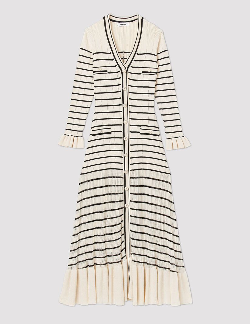 Long sailor-striped dress | Sandro-Paris US