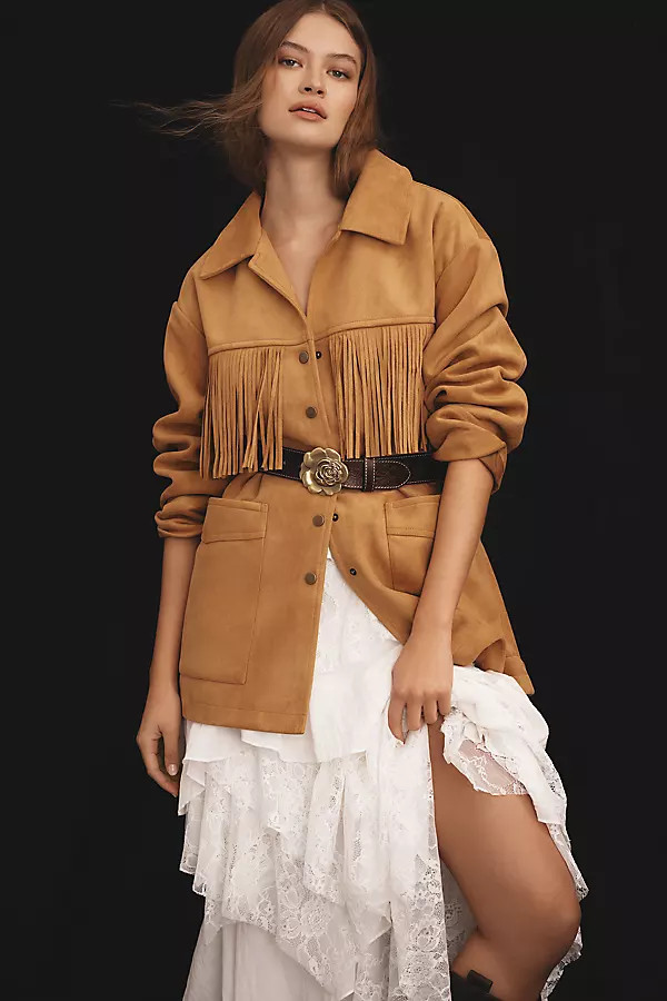Pilcro Faux-Suede Fringe Jacket | Anthropologie (UK)