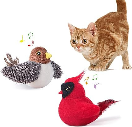 Potaroma Cat Toys Chirping Birds 2 Pcs with Catnip SilverVine, Interactive Cat Kicker, Lifelike B... | Amazon (US)