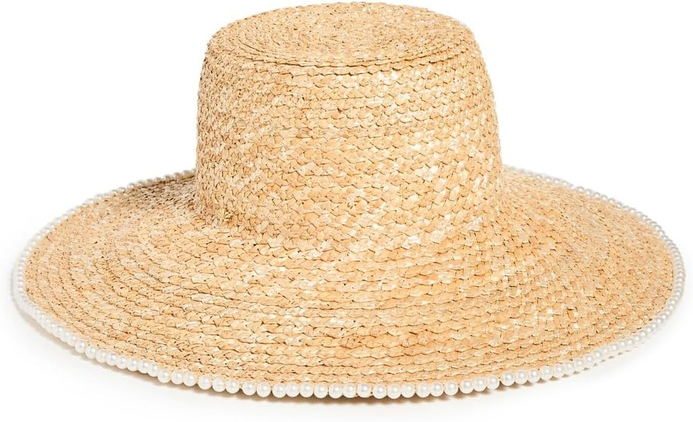 Lele Sadoughi Women's Imitation Pearl Edge Straw Hat | Amazon (US)