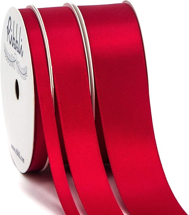 Ribbli 3 Rolls Double Faced Satin Red Craft Ribbon,Total 30 Yards,(1/4 Inch x 10-Yard,5/8 Inch x ... | Amazon (US)
