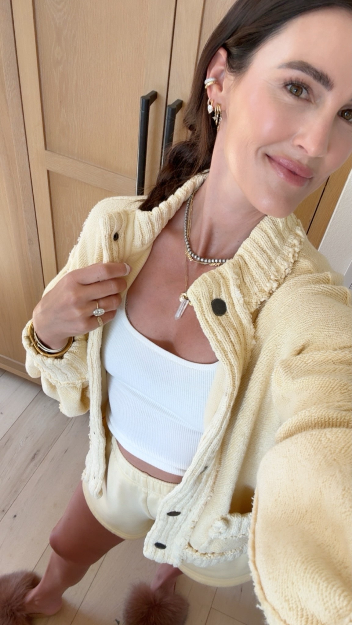New yellow sweater / jacket. Great transition piece into fall💛 wearing a small! 

Ootd
40 
Mom loungewear

#LTKootd #LTKmomlife #LTKOver40