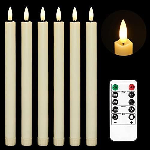 Stmarry Flickering Flameless Ivory Taper Candles with Remote - 10 Inch LED Candlesticks, Realisti... | Amazon (US)