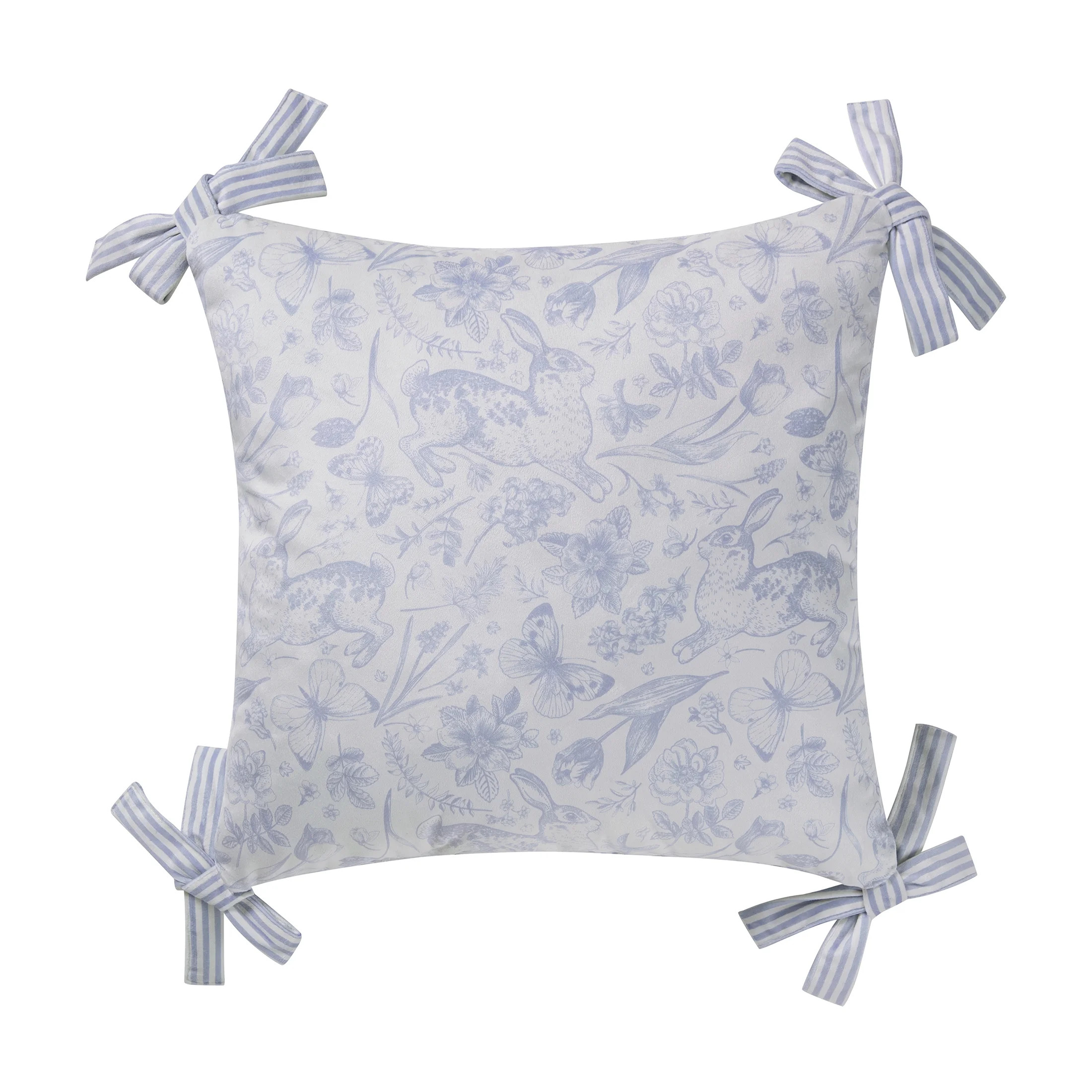 Blue Bunny Toile Printed Dutch Velvet Easter Pillow, 20" x 20", by My Texas House | Walmart (US)